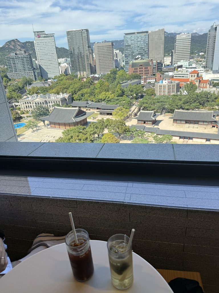 Iced americano and peppermint tea by the window