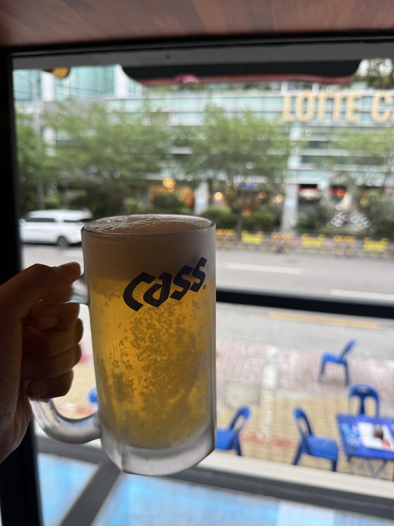 Frosty mug of draft beer