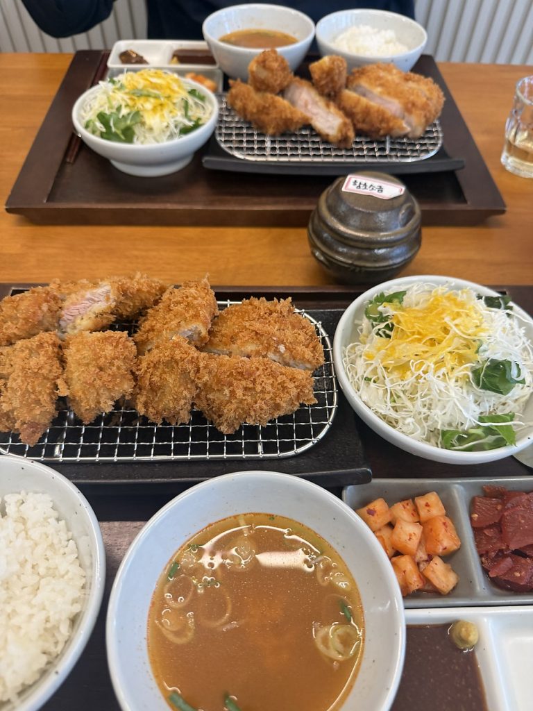 Large tenderloin katsu set on a tray