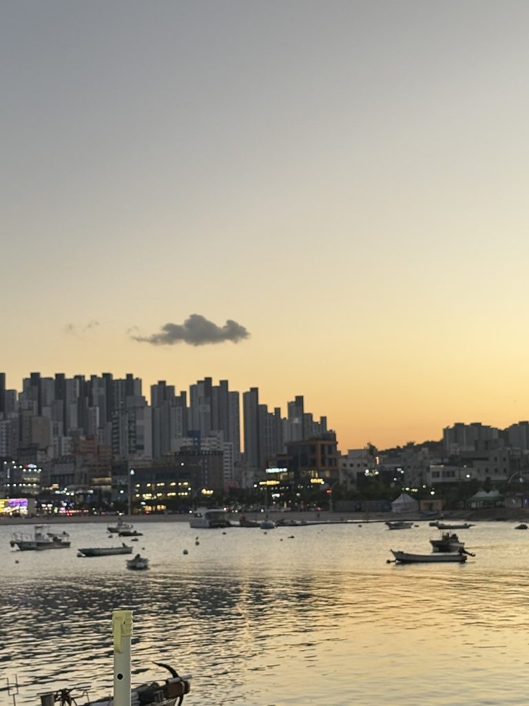 Sunset seen from the outdoor seating