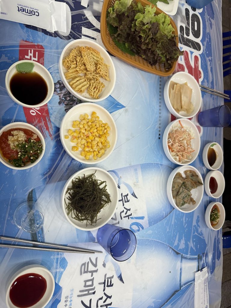 Side dishes served before the sashimi