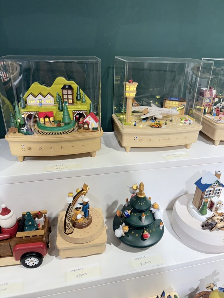 Shelves of wooden nutcracker figures for sale