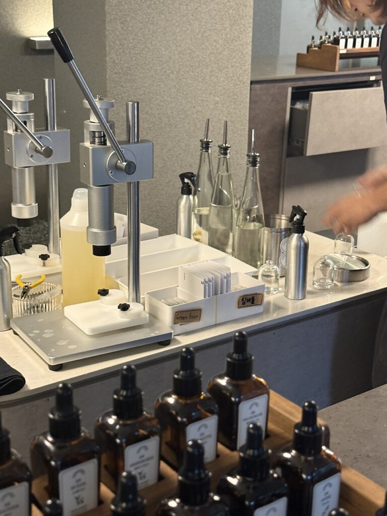 Perfume filling and sealing station