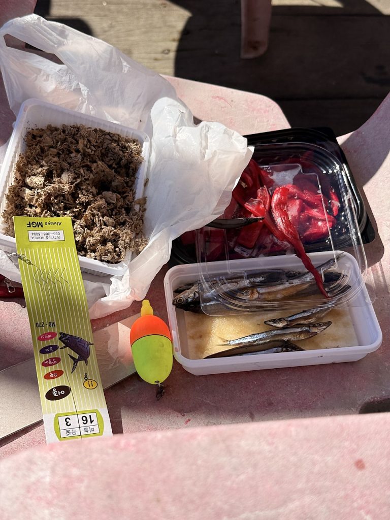 Bait and tackle bought at the dock