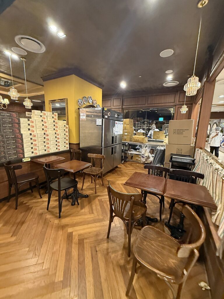 Seating area inside the B1 Cake Boutique